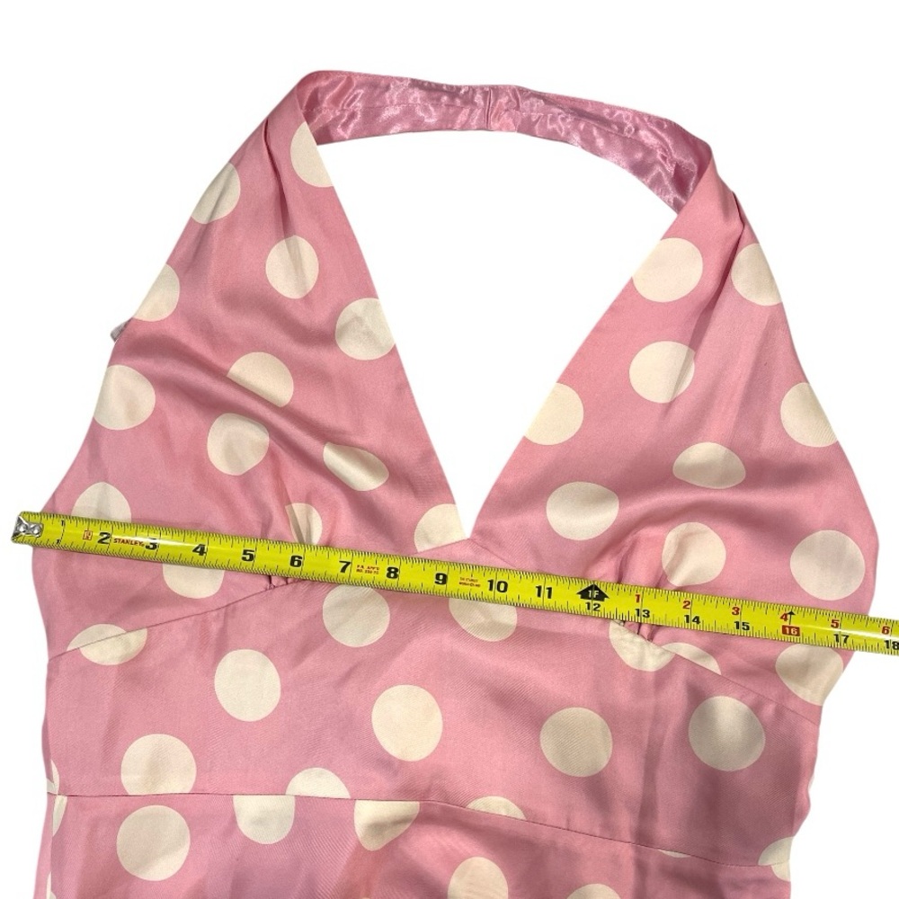 NWT Laundry By Shelli Segal Pink Silk Retro Polka Dot Dress Coquette Soft Girl - Picture 8 of 10